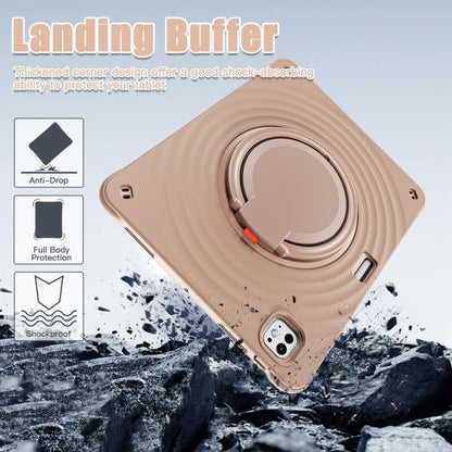 For iPad Pro 13 2024 Rotation Handle Holder Silicone Hybrid PC Tablet Case(Light Coffee) - iPad Pro 13 2024 Cases by buy2fix | Online Shopping UK | buy2fix