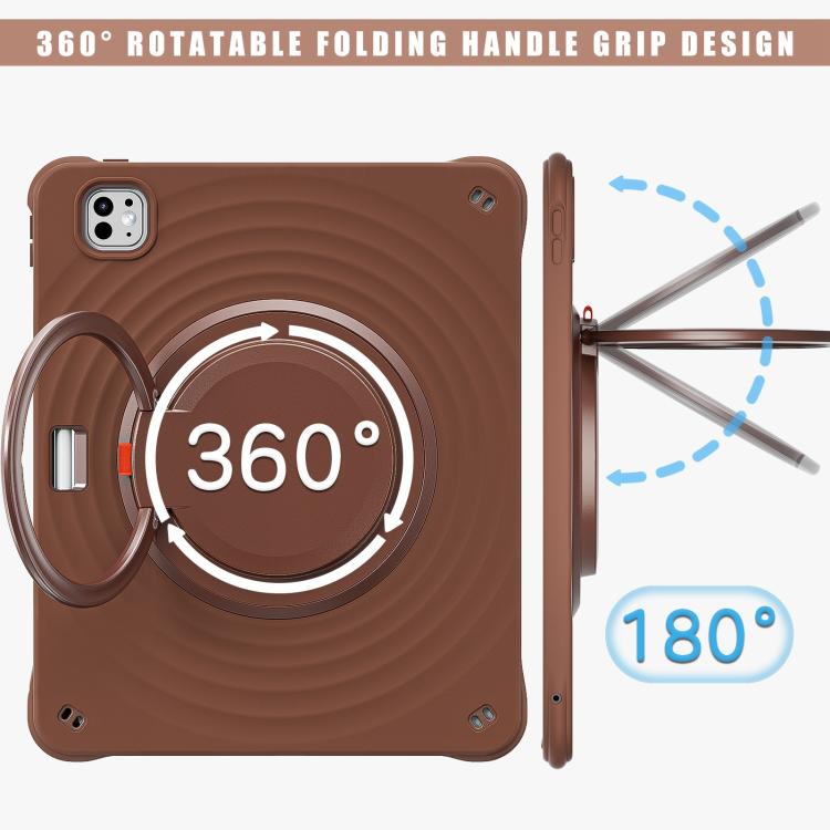 For iPad Pro 13 2024 Rotation Handle Holder Silicone Hybrid PC Tablet Case(Chocolate) - iPad Pro 13 2024 Cases by buy2fix | Online Shopping UK | buy2fix