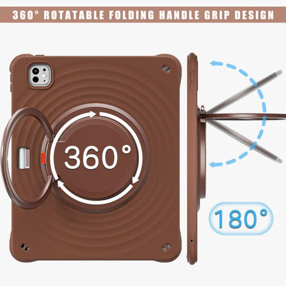 For iPad Pro 13 2024 Rotation Handle Holder Silicone Hybrid PC Tablet Case(Chocolate) - iPad Pro 13 2024 Cases by buy2fix | Online Shopping UK | buy2fix