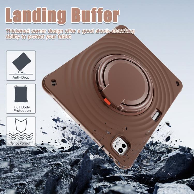 For iPad Pro 13 2024 Rotation Handle Holder Silicone Hybrid PC Tablet Case(Chocolate) - iPad Pro 13 2024 Cases by buy2fix | Online Shopping UK | buy2fix