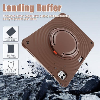 For iPad Pro 13 2024 Rotation Handle Holder Silicone Hybrid PC Tablet Case(Chocolate) - iPad Pro 13 2024 Cases by buy2fix | Online Shopping UK | buy2fix