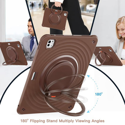 For iPad Pro 13 2024 Rotation Handle Holder Silicone Hybrid PC Tablet Case(Chocolate) - iPad Pro 13 2024 Cases by buy2fix | Online Shopping UK | buy2fix