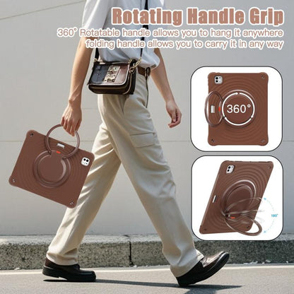 For iPad Pro 13 2024 Rotation Handle Holder Silicone Hybrid PC Tablet Case(Chocolate) - iPad Pro 13 2024 Cases by buy2fix | Online Shopping UK | buy2fix