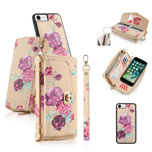 For iPhone 7 / 8 / SE 2022 POLA Flower Multi-functional Crossbody Zipper Wallet Leather Phone Case(Yellow) - iPhone SE 2022 / 2020 / 8 / 7 Cases by buy2fix | Online Shopping UK | buy2fix