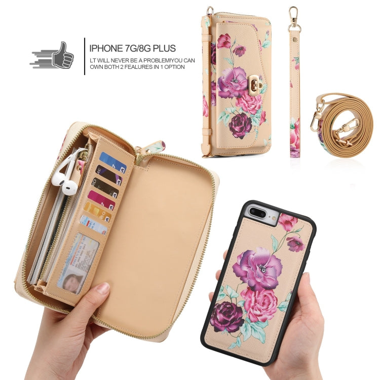 For iPhone 7 / 8 / SE 2022 POLA Flower Multi-functional Crossbody Zipper Wallet Leather Phone Case(Yellow) - iPhone SE 2022 / 2020 / 8 / 7 Cases by buy2fix | Online Shopping UK | buy2fix
