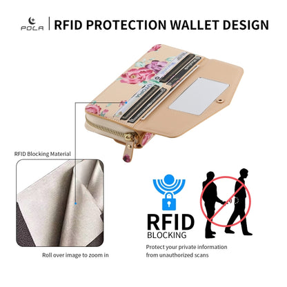 For iPhone 11 Pro Max POLA Flower Multi-functional Crossbody Zipper Wallet Leather Phone Case(Yellow) - iPhone 11 Pro Max Cases by buy2fix | Online Shopping UK | buy2fix