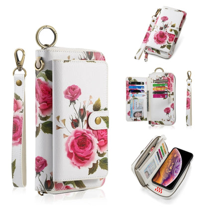 For iPhone XR POLA Flower Multi-functional Zipper Wallet Leather Phone Case(Beige) - More iPhone Cases by buy2fix | Online Shopping UK | buy2fix