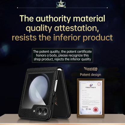 For Samsung Galaxy Z Flip5 SULADA Lychee Texture Invisible Holder Leather Back Cover Phone Case(Orange) - Galaxy Z Flip5 Cases by SULADA | Online Shopping UK | buy2fix