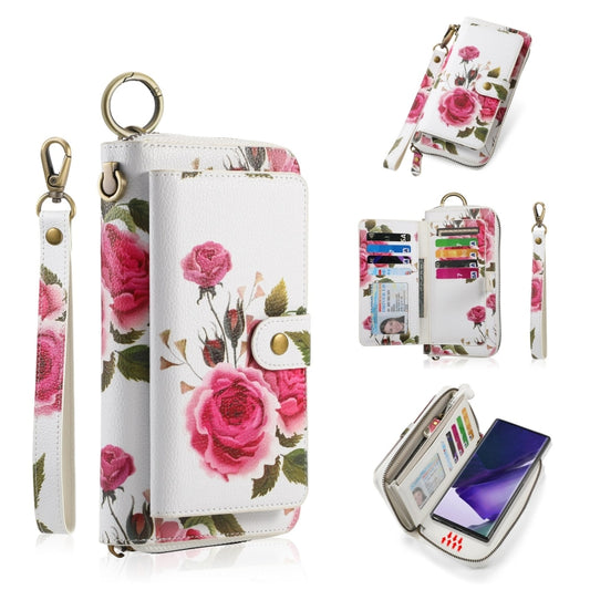 For Samsung Galaxy Note20 Ultra  POLA Flower Multi-functional Zipper Wallet Leather Phone Case(Beige) - Galaxy Note20 Ultra Cases by buy2fix | Online Shopping UK | buy2fix