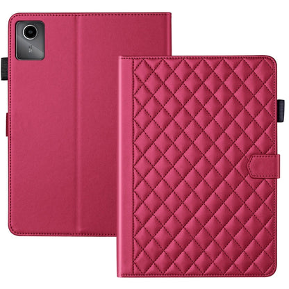 For Lenovo Tab M11 / Xiaoxin Pad 11 2024 Rhombus Lattice Leather Tablet Case(Red) - Lenovo by buy2fix | Online Shopping UK | buy2fix