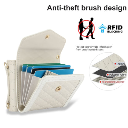 For Samsung Galaxy Z Flip6 / Flip7 FE Splicing Rhombic Texture Phone Case with Long & Short Lanyard, Not Included Pen(Beige) - Galaxy Z Flip6 5G Cases by buy2fix | Online Shopping UK | buy2fix