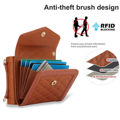 For Samsung Galaxy Z Flip6 / Flip7 FE Splicing Rhombic Texture Phone Case with Long & Short Lanyard, Not Included Pen(Brown) - Galaxy Z Flip6 5G Cases by buy2fix | Online Shopping UK | buy2fix