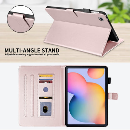 For Samsung Galaxy Tab S6 Lite 2024 Rhombus Lattice Leather Tablet Case(Rose Gold) - Tab S6 Lite P610 / P615 by buy2fix | Online Shopping UK | buy2fix