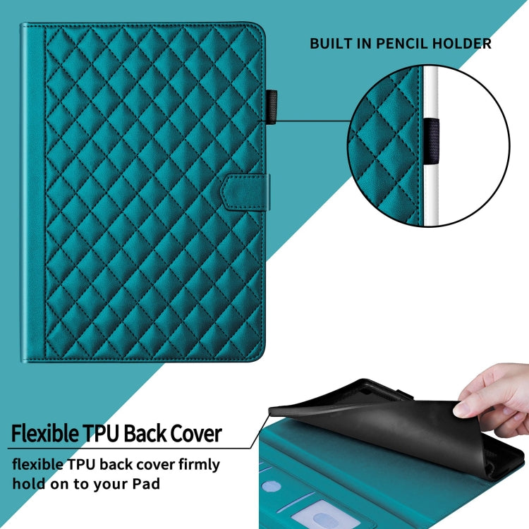 For Samsung Galaxy Tab S6 Lite 2024 Rhombus Lattice Leather Tablet Case(Dark Green) - Tab S6 Lite P610 / P615 by buy2fix | Online Shopping UK | buy2fix