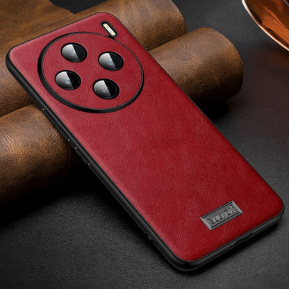 For vivo X100 SULADA Shockproof TPU + Handmade Leather Phone Case(Red) - X100 Cases by SULADA | Online Shopping UK | buy2fix