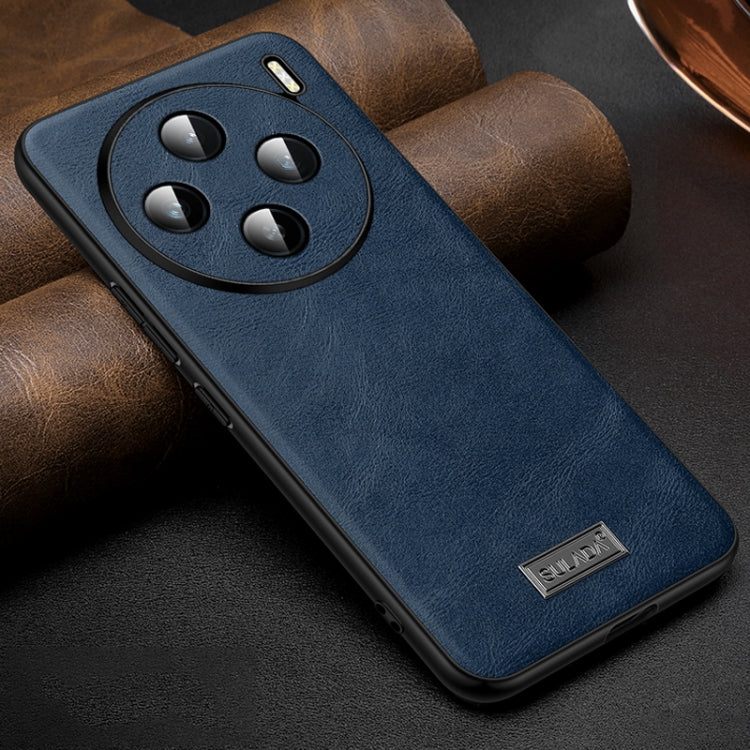 For vivo X100 SULADA Shockproof TPU + Handmade Leather Phone Case(Blue) - X100 Cases by SULADA | Online Shopping UK | buy2fix