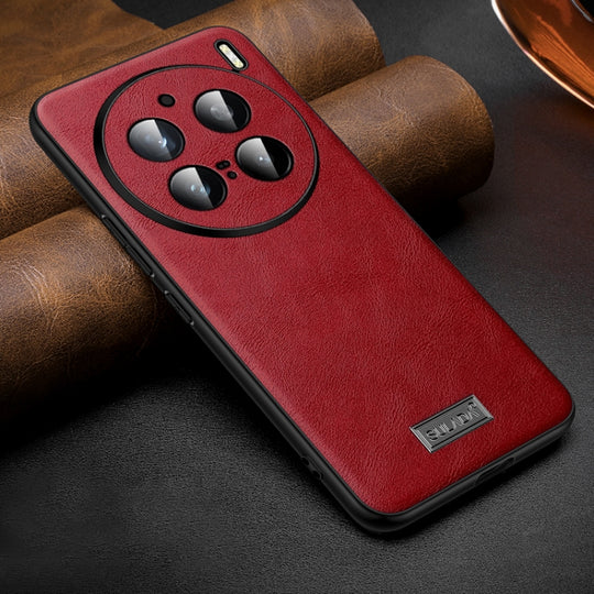 For vivo X200 Pro SULADA Shockproof TPU + Handmade Leather Phone Case(Red)
