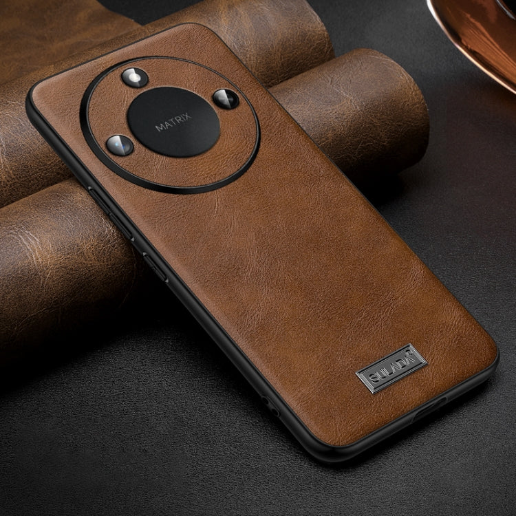 For Honor X60 SULADA Shockproof TPU + Handmade Leather Phone Case(Brown) - Honor Cases by SULADA | Online Shopping UK | buy2fix