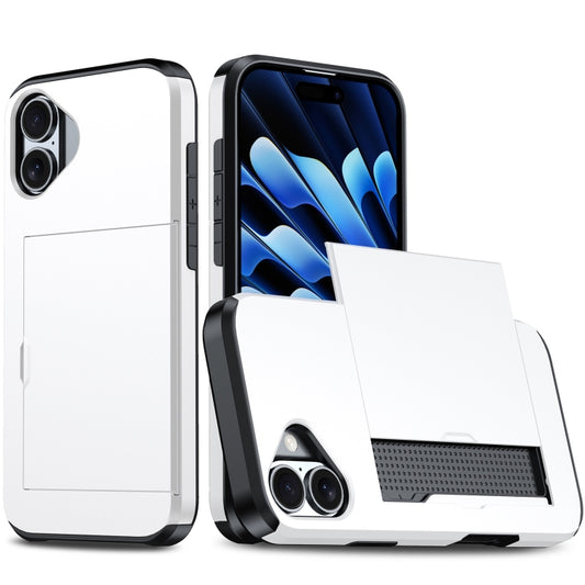 For iPhone 16 Shockproof Armor Phone Case with Card Slot(White) - iPhone 16 Cases by buy2fix | Online Shopping UK | buy2fix