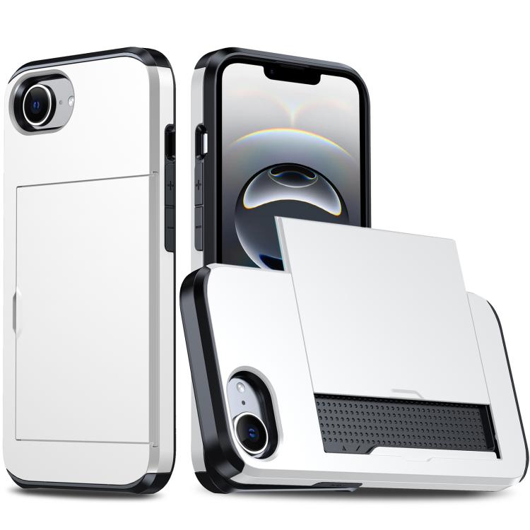 For iPhone 16e Shockproof Armor Phone Case with Card Slot(White) by buy2fix