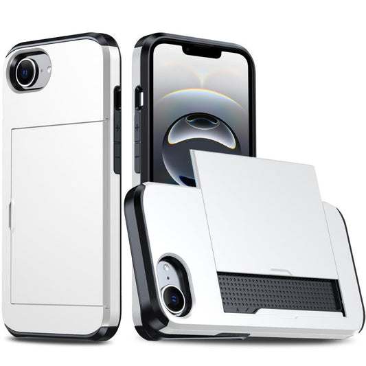 For iPhone 16e Shockproof Armor Phone Case with Card Slot(White) by buy2fix