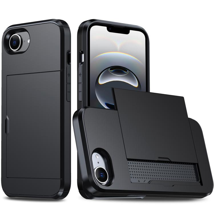 For iPhone 16e Shockproof Armor Phone Case with Card Slot(Black) by buy2fix