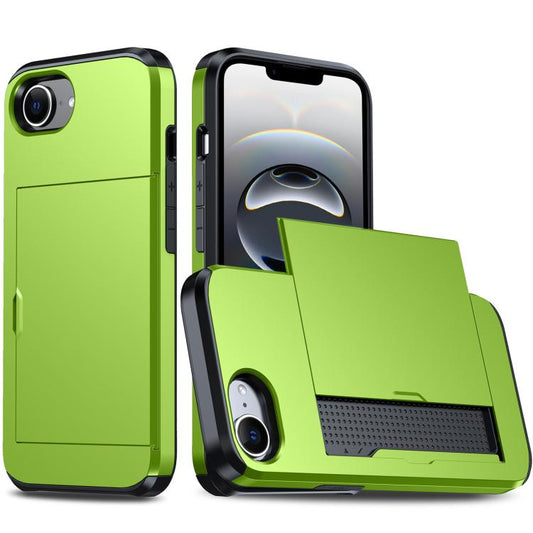 For iPhone 16e Shockproof Armor Phone Case with Card Slot(Green) by buy2fix