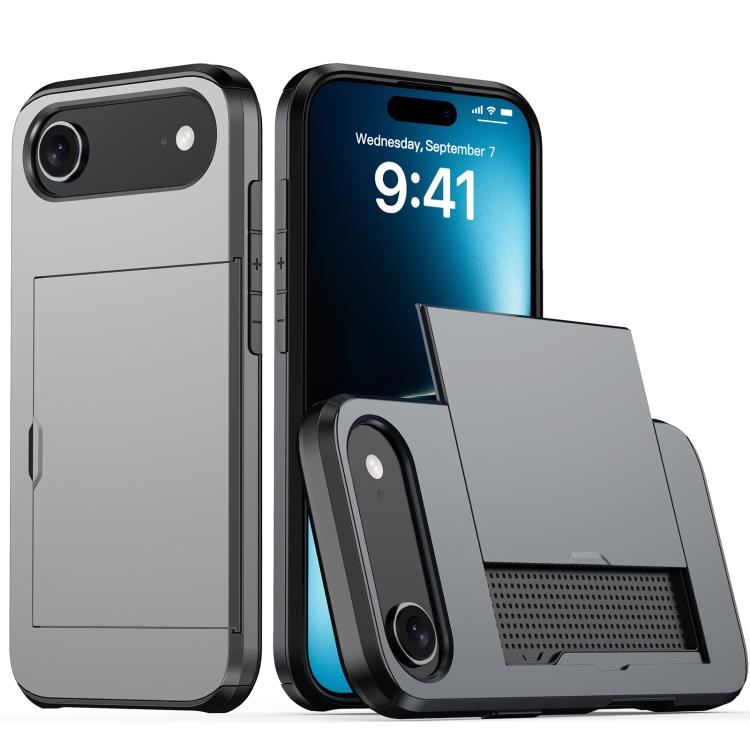 For iPhone Air Shockproof Armor Phone Case with Card Slot(Grey) - iPhone Air Cases by buy2fix | Online Shopping UK | buy2fix