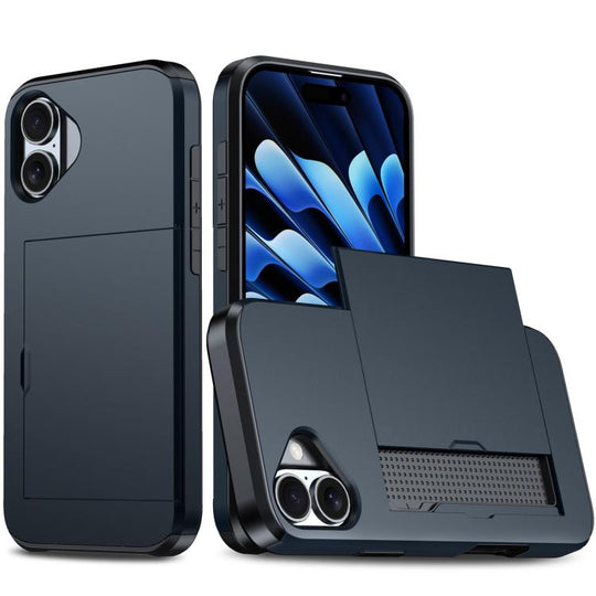 For iPhone 18 Shockproof Armor Phone Case with Card Slot(Blue)