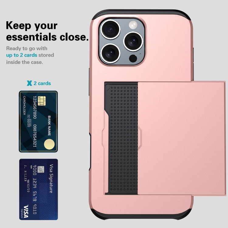 For iPhone 16 Plus Shockproof Armor Phone Case with Card Slot(Rose Gold) - iPhone 16 Plus Cases by buy2fix | Online Shopping UK | buy2fix