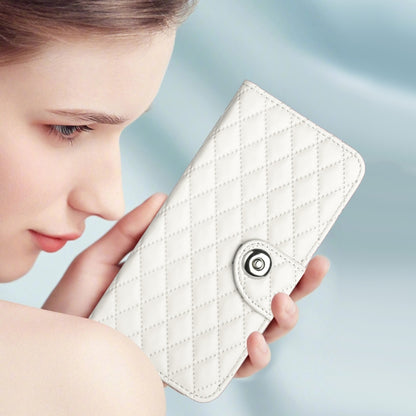 For Nothing CMF Phone 1 Rhombic Texture Flip Leather Phone Case with Lanyard(White) - Nothing Cases by buy2fix | Online Shopping UK | buy2fix