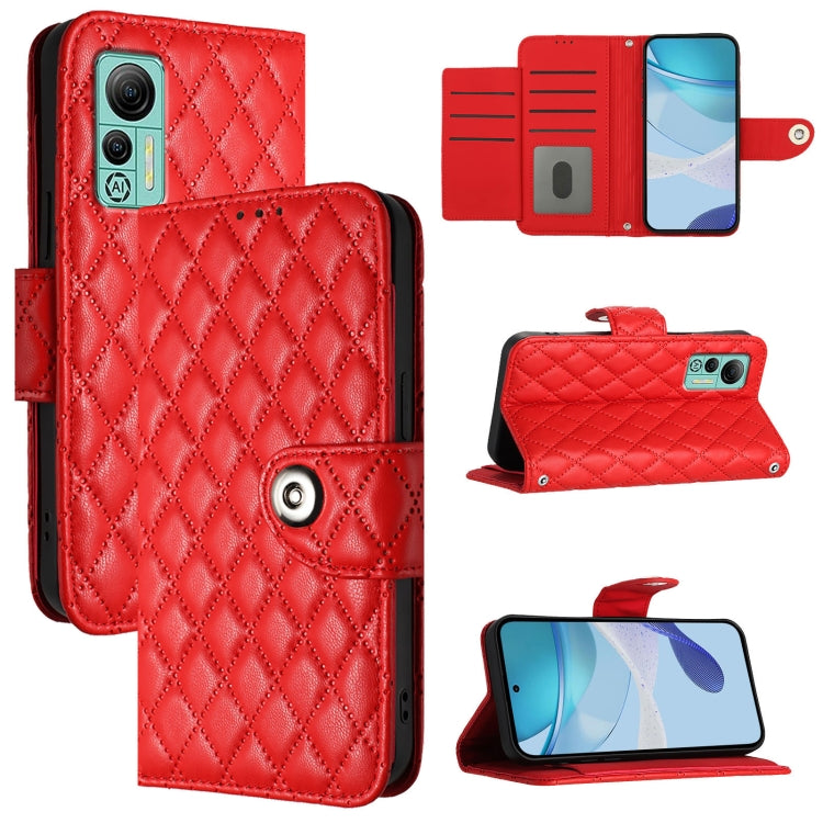 For Ulefone Note 14 Rhombic Texture Flip Leather Phone Case with Lanyard(Red) by buy2fix