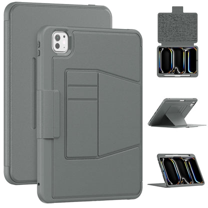 For iPad Pro 11 2024 Smart B Magnetic Holder Leather Tablet Case(Grey) - iPad Pro 11 2024 Cases by buy2fix | Online Shopping UK | buy2fix