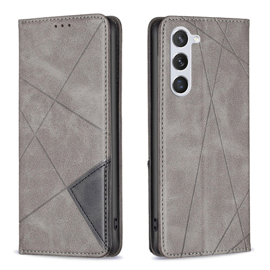 For Samsung Galaxy S25 5G Rhombus Texture Magnetic Leather Phone Case(Grey) - Galaxy S25 5G Cases by buy2fix | Online Shopping UK | buy2fix