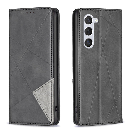 For Samsung Galaxy S25 5G Rhombus Texture Magnetic Leather Phone Case(Black) - Galaxy S25 5G Cases by buy2fix | Online Shopping UK | buy2fix