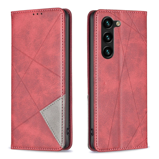 For Samsung Galaxy S25+ 5G Rhombus Texture Magnetic Leather Phone Case(Red) - Galaxy S25+ 5G Cases by buy2fix | Online Shopping UK | buy2fix