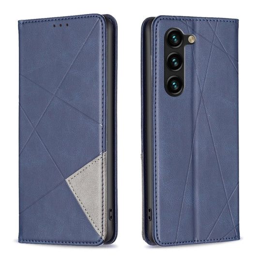 For Samsung Galaxy S25+ 5G Rhombus Texture Magnetic Leather Phone Case(Blue) - Galaxy S25+ 5G Cases by buy2fix | Online Shopping UK | buy2fix