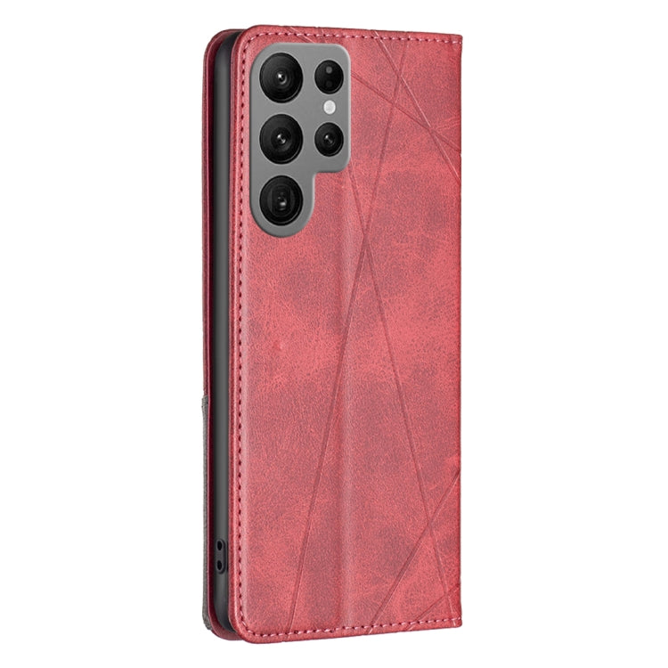 For Samsung Galaxy S25 Ultra 5G Rhombus Texture Magnetic Leather Phone Case(Red) - Galaxy S25 Ultra 5G Cases by buy2fix | Online Shopping UK | buy2fix