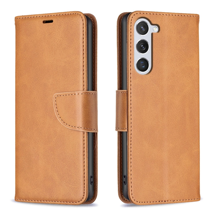 For Samsung Galaxy S25 5G Lambskin Texture Pure Color Flip Leather Phone Case(Yellow) by buy2fix