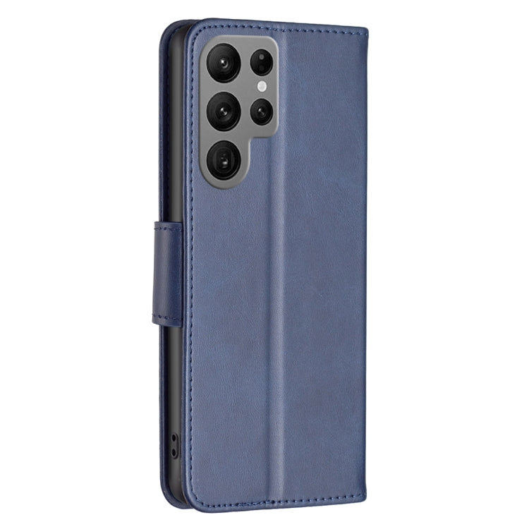 For Samsung Galaxy S25 Ultra 5G Lambskin Texture Pure Color Flip Leather Phone Case(Blue) - Galaxy S25 Ultra 5G Cases by buy2fix | Online Shopping UK | buy2fix