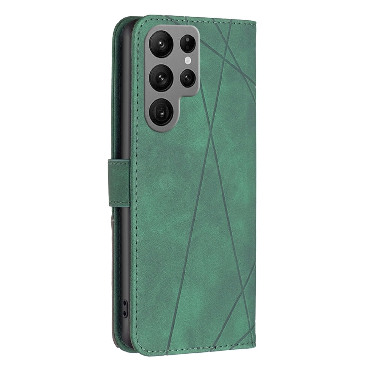 For Samsung Galaxy S25 Ultra 5G Magnetic Buckle Rhombus Texture Leather Phone Case(Green) by buy2fix