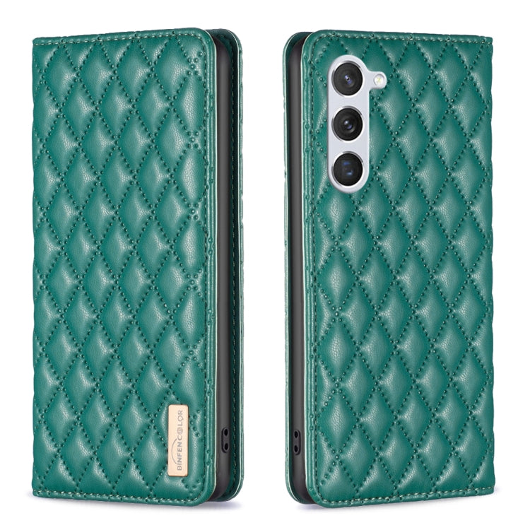 For Samsung Galaxy S25 5G Diamond Lattice Magnetic Leather Flip Phone Case(Green) - Galaxy S25 5G Cases by buy2fix | Online Shopping UK | buy2fix