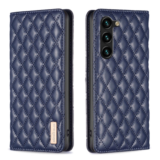 For Samsung Galaxy S25+ 5G Diamond Lattice Magnetic Leather Flip Phone Case(Blue) by buy2fix