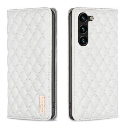 For Samsung Galaxy S25+ 5G Diamond Lattice Magnetic Leather Flip Phone Case(White) by buy2fix