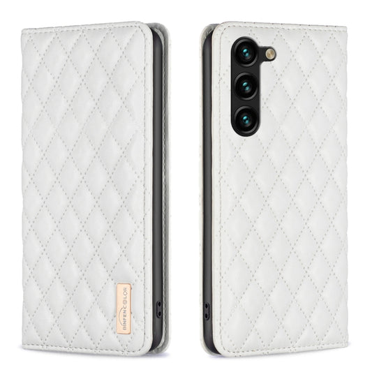 For Samsung Galaxy S25+ 5G Diamond Lattice Magnetic Leather Flip Phone Case(White) by buy2fix