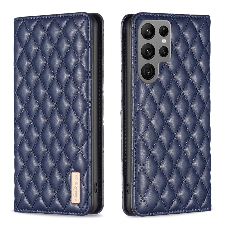 For Samsung Galaxy S25 Ultra 5G Diamond Lattice Magnetic Leather Flip Phone Case(Blue) - Galaxy S25 Ultra 5G Cases by buy2fix | Online Shopping UK | buy2fix