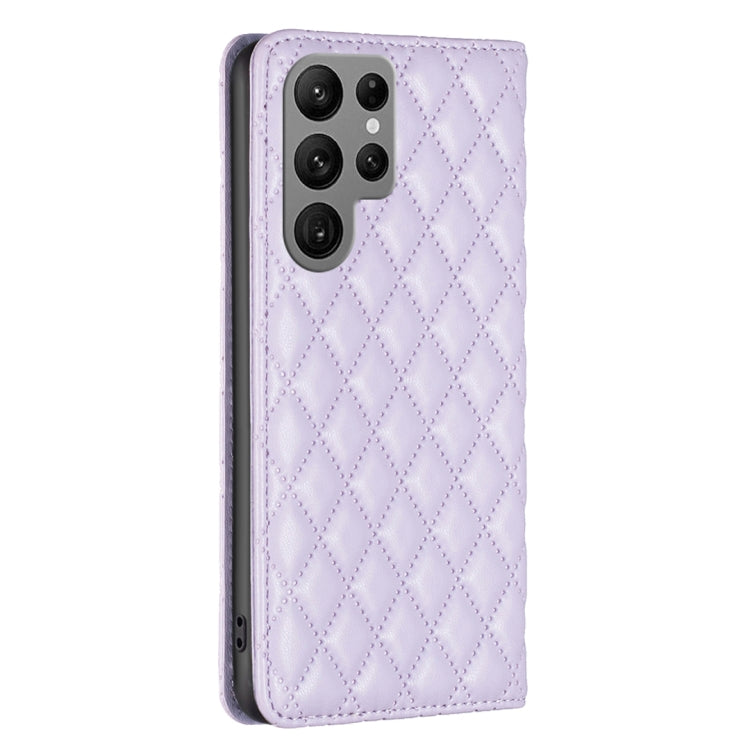 For Samsung Galaxy S25 Ultra 5G Diamond Lattice Magnetic Leather Flip Phone Case(Purple) - Galaxy S25 Ultra 5G Cases by buy2fix | Online Shopping UK | buy2fix