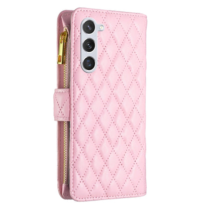 For Samsung Galaxy S25 5G Diamond Lattice Zipper Wallet Leather Flip Phone Case(Pink) - Galaxy S25 5G Cases by buy2fix | Online Shopping UK | buy2fix