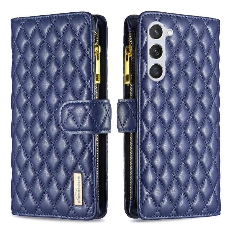 For Samsung Galaxy S25+ 5G Diamond Lattice Zipper Wallet Leather Flip Phone Case(Blue) by buy2fix