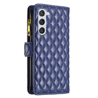 For Samsung Galaxy S25+ 5G Diamond Lattice Zipper Wallet Leather Flip Phone Case(Blue) by buy2fix